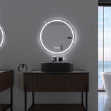 ZUN 24 in. White Framed Dimmable Anti-Fog LED Bathroom Vanity Mirror W716P233471