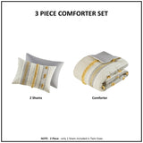 3 Piece Cotton Comforter Set Gray/Yellow King/Cal King B035128786