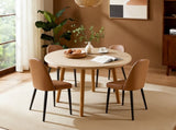 Brown Leather Identities Chair with Metal Legs, Armless Chair Set of 4 for Kitchen, Restaurant, T3967P497835