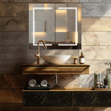 LED Bathroom Wall Cabinet, Double Door Bathroom Mirror Cabinet, Black 60402434