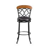 1pc Pub Height Swivel Chair Faux Leather Upholstered Black Metal Frame Dining Furniture B011P287698
