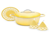 Stainless steel handle, 7.5QT, 7.1L round enamel pot, yellow gradient, includes gloves and 52174694
