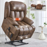 Dual Motor Infinite Position Up to 350 LBS Leatherair Power Lift Recliner Chair, Heavy Duty Motion W3224P290208