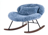 25.59"W x 33.66"D x 29.53"H Indoor Plush Rocking Chair, Soft Fluffy Lounge Rocker with White Metal 84939872