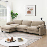 108" Modular Sectional Sofa, L-Shape with 31.5" Extra-Wide Seat Cushion, USB and Type-C Charger, 76049104