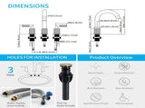 Gold Bathroom Faucet 2 Handle 8 Inch Bathroom Sink Faucets Stainless Steel 3 Hole Widespread with 04180085