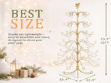 6ft Gold Iron Christmas Tree with Bow on Top, PVC Christmas Tree 46546084