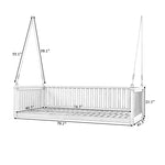 ZUN TOPMAX Patio Minimalist Twin Size Garden Swing Bed Wood Porch Swing with Ropes for Backyard, Safe WF319383AAE