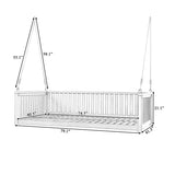 ZUN TOPMAX Patio Minimalist Twin Size Garden Swing Bed Wood Porch Swing with Ropes for Backyard, Safe WF319383AAE