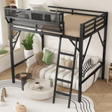 Full Size Loft Bed with Ladder, Metal Full Loft Bed with Storage Shelves, High Loft Bed for Kids W2580P316646