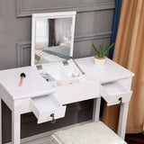 Flip Single Mirror Double Drawers Straight Feet Dresser White 53998961