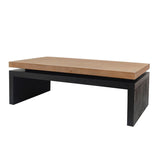 ZUN Black and Natural Wood Living Room Table Versatile Coffee Table 2-Tiered Wood Tabletop Table 47.6" L W2729P198992