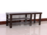 90cm Strip Type Bamboo Stool Shoe Rack with Boots Compartment Coffee 83390243
