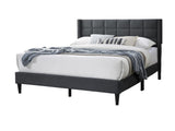 Elegant Modern Charcoal Brushed Linen 1pc Queen Size Bed Upholstered Box Design Headboard Bedframe B011P238937