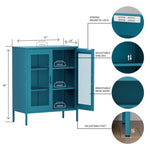 ZUN Metal Storage Cabinet with Mesh Doors, Liquor Cabinet with Adjustable Shelves for Kitchen, Living 28864911