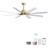 66 Inch Low Profile ABS Ceiling Fan with Dimmable Lights and Smart Remote Control 6 Speed Reversible W934P152241