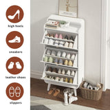 ZUN Modern Arc Design Shoe Cabinet With 3 Drawers,Shoe Storage Cabinet for Entryway,Outdoor,White Finish W760P144072