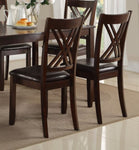 ZUN 7-Pc Dinette Set Brown Espresso Finish Rectangular Table PU Upholstered Chairs Transitional Dining B011P184937