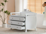 White 3-Tier Drawer Baby Cot with Safety Guard 90.5x58x92cm Wooden Baby Bed & Storage Combo 88025463