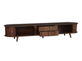 70 Inch Mid Century Modern TV Stand, TV Stand for 80 Inch TV, TV Stand with Tambour Doors, Fluted N710P419840P