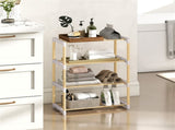4-Tier Solid Pine Wood Shoe Rack Stackable Design 33LBS Per Shelf Ventilated Slatted Shelves 87836626