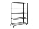 5-Tier NSF-Certified Steel Wire Shelving with Wheels Black 47544310