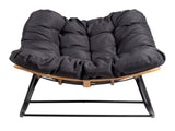 Oversized Rattan Papasan Chair, Outdoor Steel Wicker Rocking Seating with Thick Padded Cushion for 04284063
