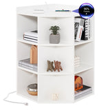 White three-layer corner cabinet with charging station 84153686