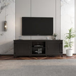 ZUN TV Stand Storage Media Console Entertainment Center,Tradition Black,with doors 49245546