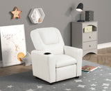 ZUN Marisa 22" White PU Leather Kids Recliner Chair with Cupholder B061110699