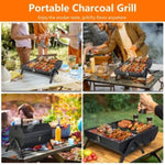 ZUN Portable Charcoal Two Side Small BBQ Folding Outdoor Stove Barbecue Smoker with 1Pc 22774928