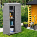 Outdoor Storage Cabinet Metal Top,Garden Storage Shed,Outdoor 68 Inches Wood Tall Shed for Yard W1390121823