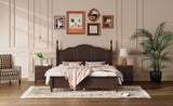 Queen Size Wood Platform Bed Frame,Retro Style Platform Bed with Wooden Slat Support,Dark Walnut WF308185AAD