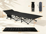 Black Foldable Heavy Duty Camping Cot 330LBS, Portable Outdoor Sleeping Bed with Cushion & Carry 22503143