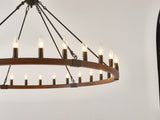 39.3 INCH Wood Wagon Wheel Chandelier Modern Farmhouse Pendant Light 20-Light Ceiling Hanging W5008P464781