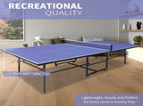 9*4.1ft Blue Mid-Size Table Tennis Table Foldable & Portable Ping Pong Table Set for Indoor Games W1408P478681