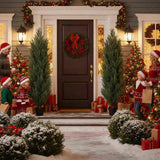 2PCS Set 4FT Artificial Plant Faux Pine Cypress Natural Plastic Faux Plant Christmas Indoor Outdoor 10305113