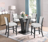 ZUN 2pc Contemporary Glam Upholstered Counter Height Dining Side Chair Padded Dove Gray Fabric B011P151402