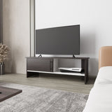 Rock Point Entertainment Center with a Door and Open Storage, Stained Walnut and White B128P263717