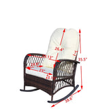 Outdoor Wicker Rocking Chair with Wide Seat, Thick, Soft Cushion, Rattan Rocker w/Steel Frame, High W209P265086