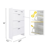 ZUN PVC Surface Shaker Shape Door Shoe Rack 3 Doors Shoe Cabinet With 2 Drawers With Open Space for W2139134911