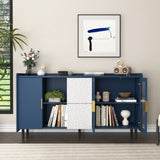 Modern Kitchen Pantry Cabinet , 55" Coffee Bar Cabinet with 2 Drawers, 2 Open W409P171575