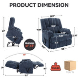 Dual Motor Heat Massage Infinite Position Up to 350 LBS Electric Power Lift Recliners with W3224P288489