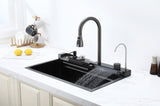 Pull-out Facuet Single Bowl Sink Kitchen Vegetable Sink 304 Whale Waterfall Sink Stainless Steel T3177P286037