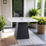 Modern 44" Rounded Square Outdoor Pedestal Dining Table, Greek Marble-Look Sintered Stone Top, W1886P309725