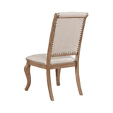 ZUN Set of 2 Cream Fabric Upholstered Dining Chairs, Barley Brown B016P225438