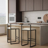 Set of 2 Barstools Faux Leather Upholstered Bar Stools Modern Metal Frame Dining Chairs for Counter, W1757P163456