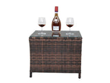 Glass Surface Brown Gradient Iron Frame Rattan Side Table 38666142