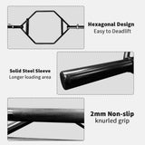 ZUN Black Hex Bar Solid Steel Sleeve 1000lbs Weight Capacity Trap Bar Deadlift Bar with Knurled Handles, 18670584