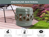Green 14" x 17" Glazed Outdoor Garden Double-Coin Knotted Ring Design Ceramic Decorative 58217331